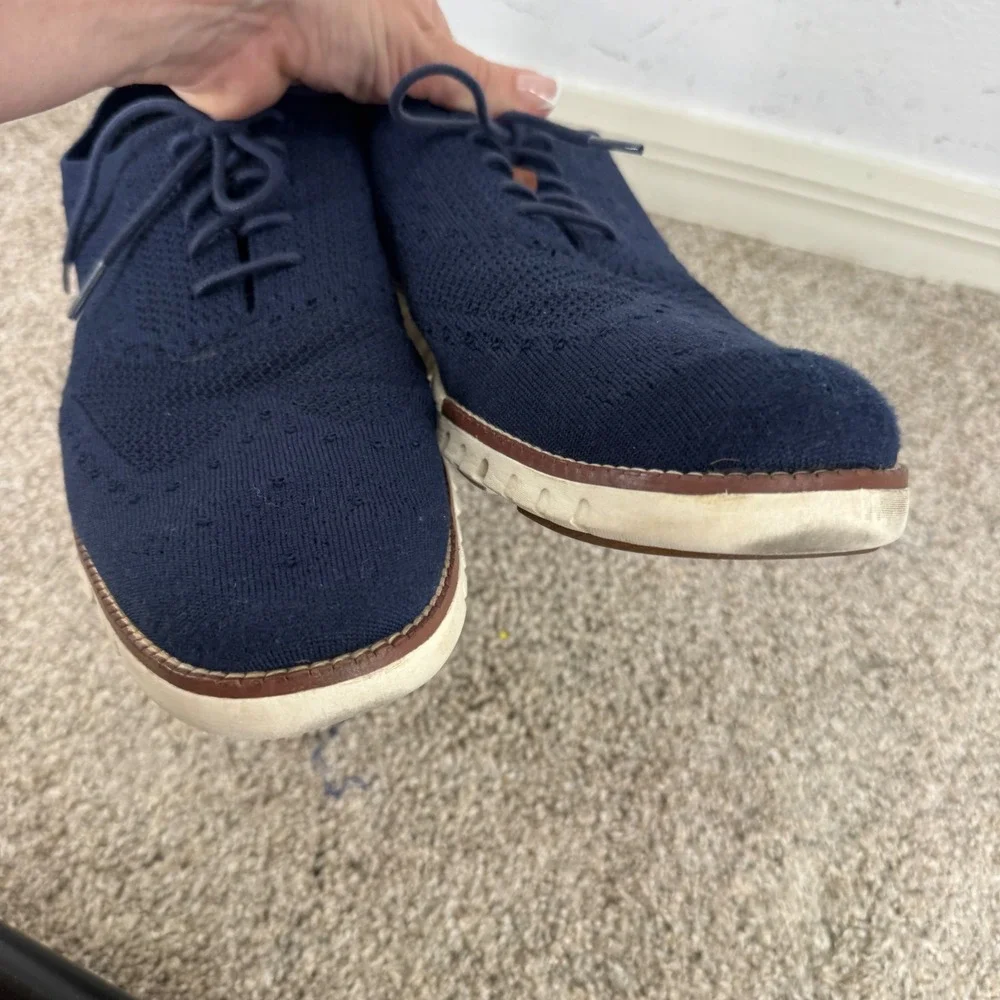 Cole Haan Zerogrand Stitchlite Wingtip Oxford Navy‎ Blue Mens 12 M Lace Comfort